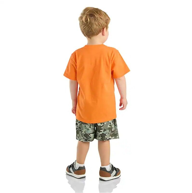 Carhartt Boy's Short Sleeve T-Shirt & Woven Camo Short Set in Olive