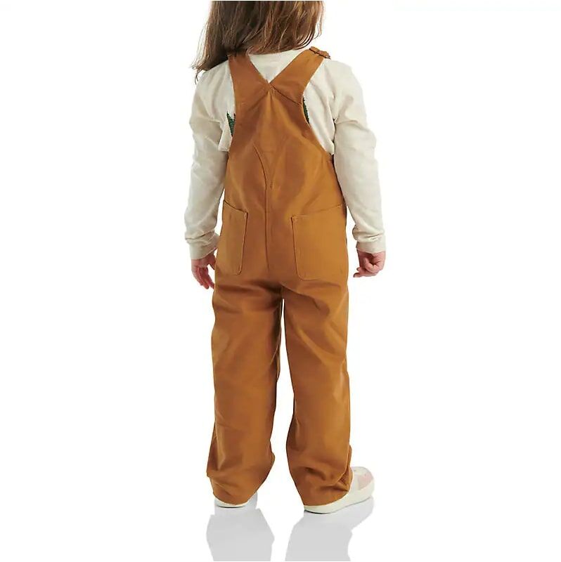 Carhartt Girl's Long Sleeve Canvas Ruffle Front Overall in Carhartt Brown