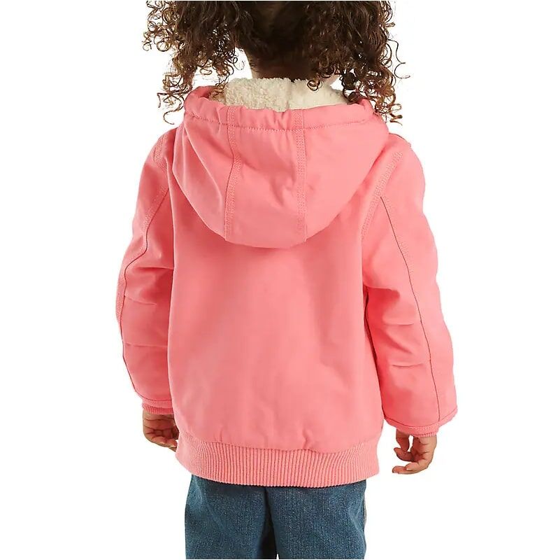 Carhartt Girl's Zip Front Canvas Insulated Hooded Active Jac in Pink Lemonade