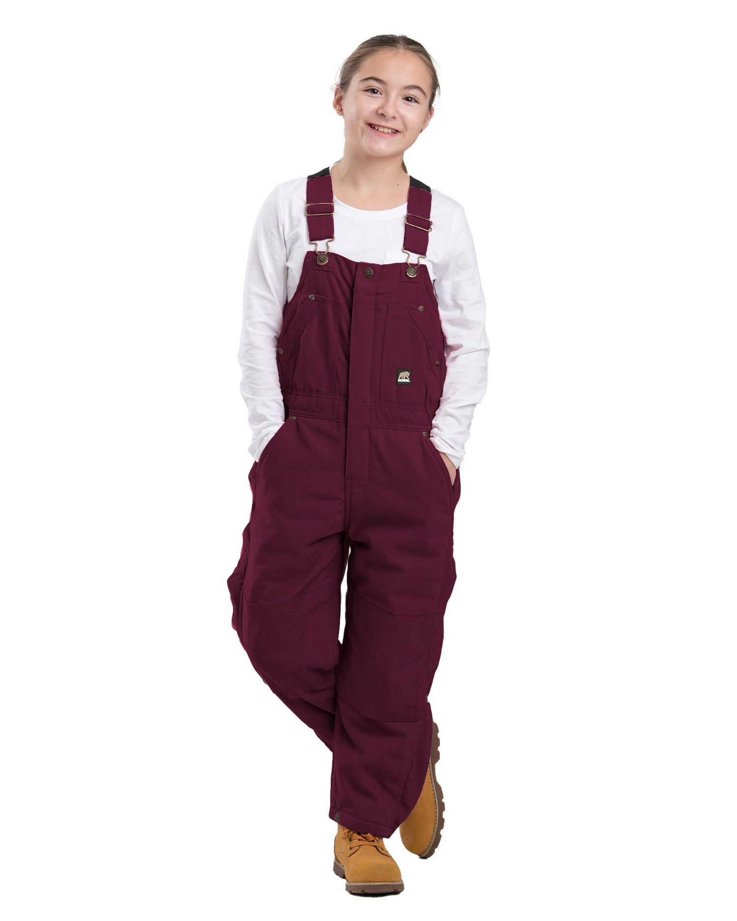 Berne Kids' Softstone Insulated Bib Overall in Plum