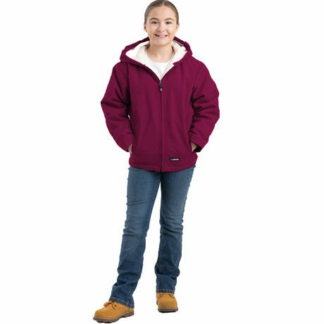 Berne Girls Washed Hooded Jacket Sherpa Lined in Purple