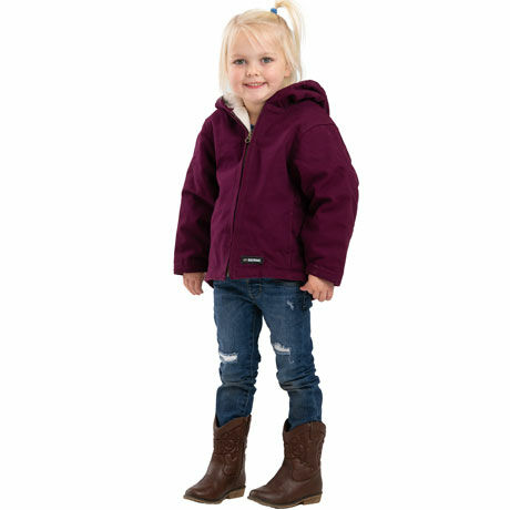 Berne Girls Washed Hooded Coat, Plum in Plum