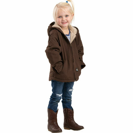 Berne Kids Sherpa Lined Coat in Bark