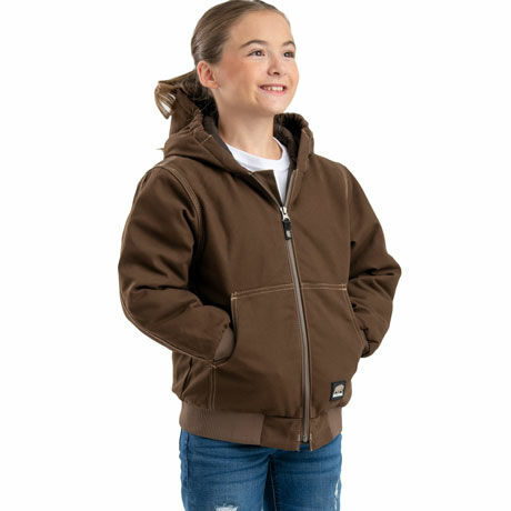 Berne Kids Modern Hooded Jacket in Bark