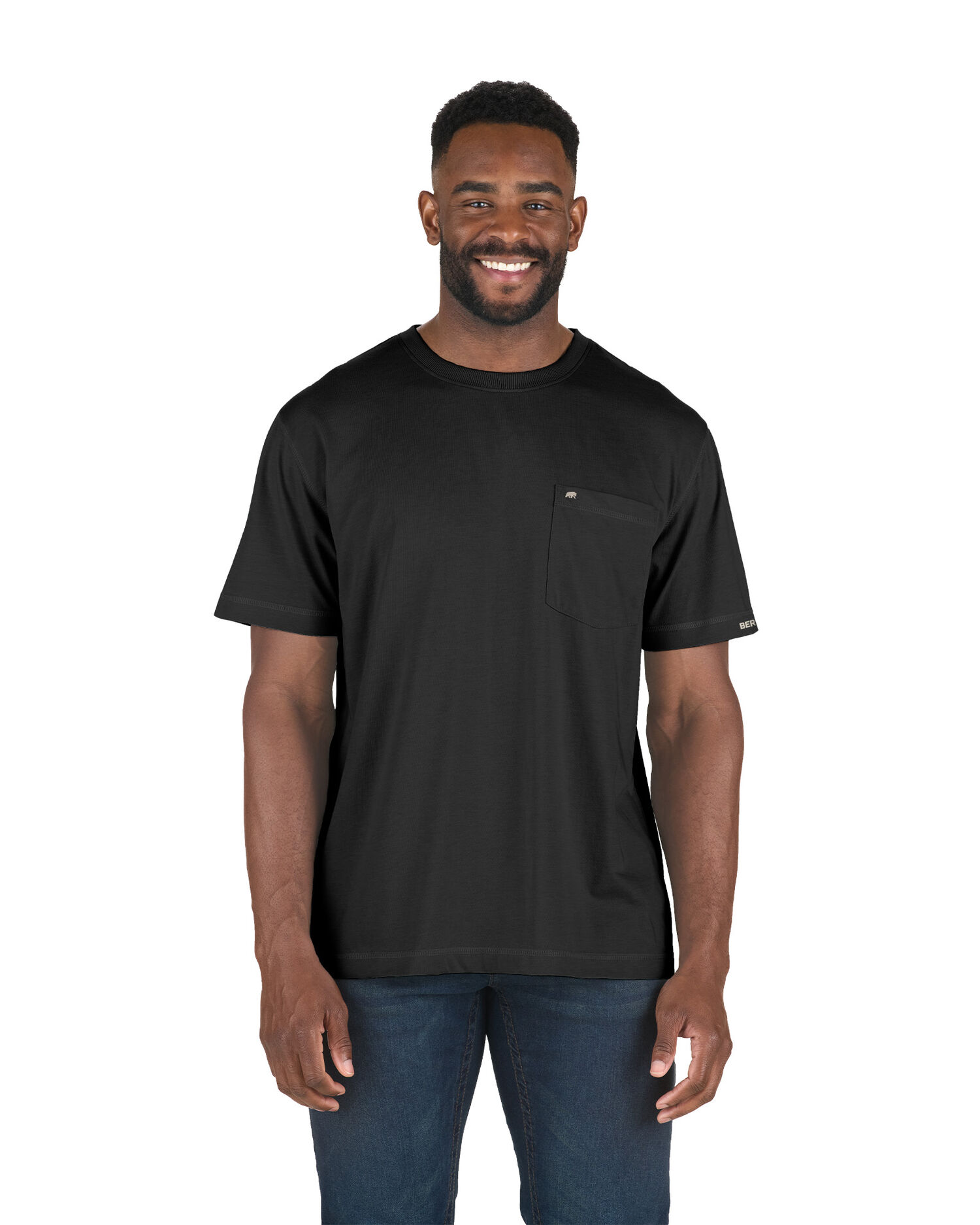 Berne Men's Performance Short Sleeve Pocket Tee in Black