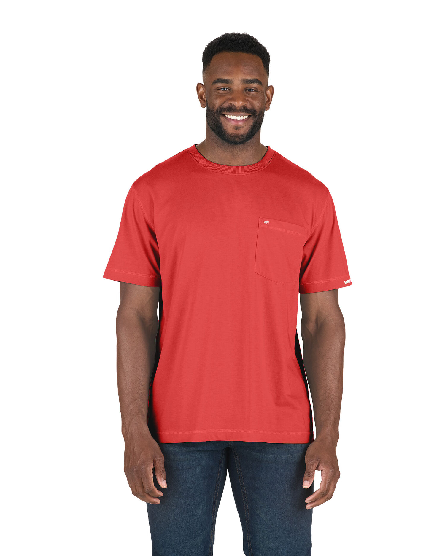 Berne Men's Performance Short Sleeve Pocket Tee in Dark Red