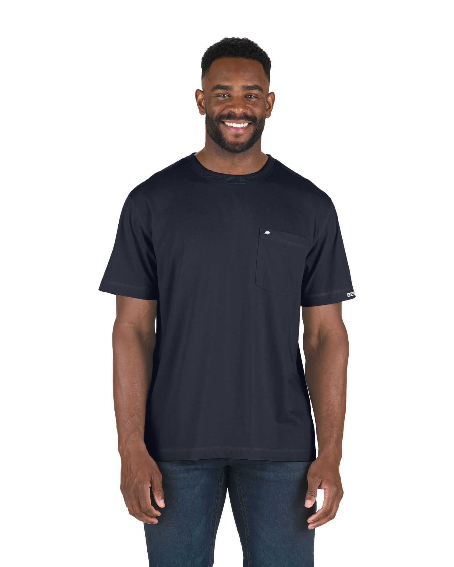 Berne Men's Performance Short Sleeve Pocket Tee in Navy