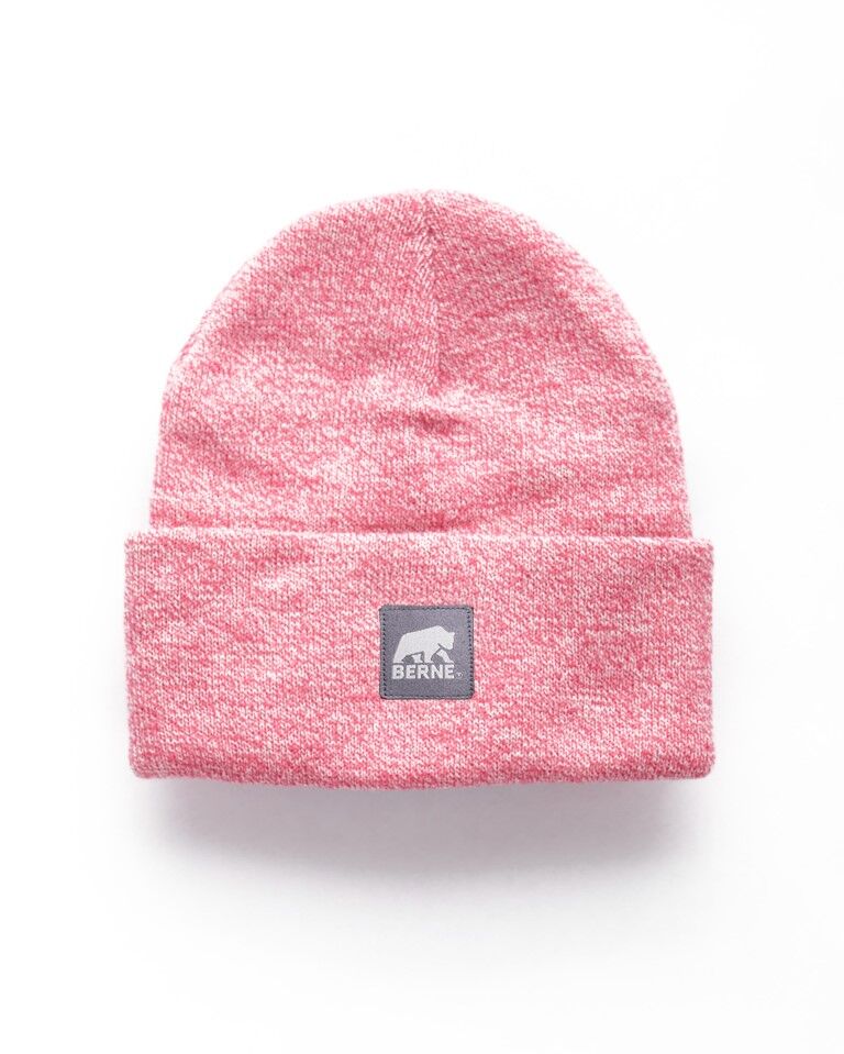 Berne Men's Heritage Knit Cuff Beanie in Magenta White