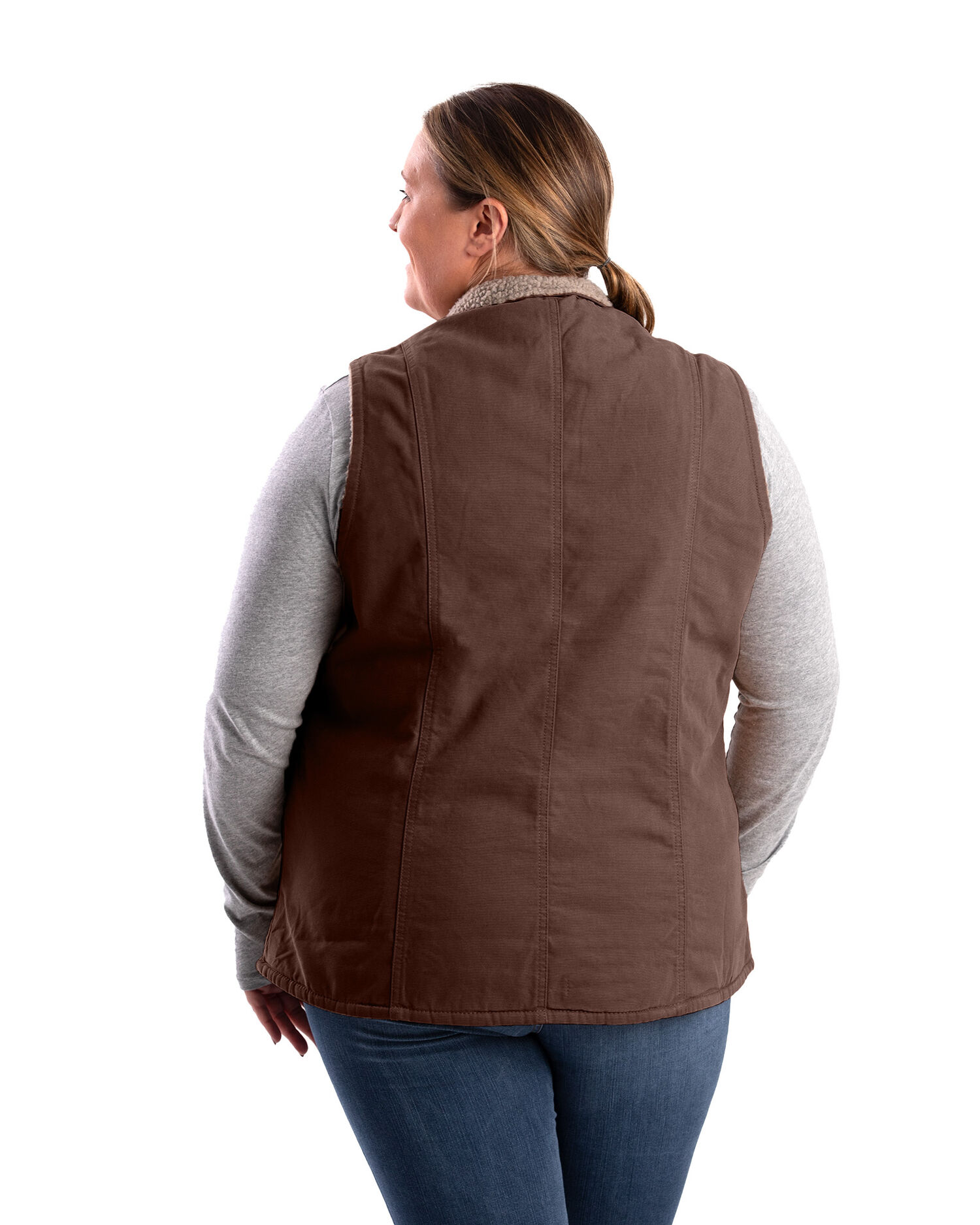 Berne Women's Sherpa-Lined Softstone Duck Vest in Red