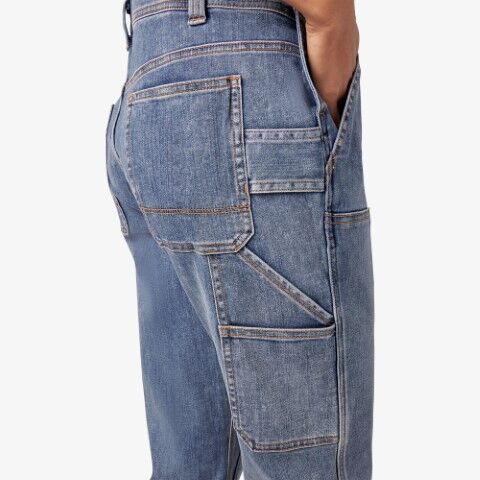 Dickies Women's Double Front Bib Overalls in Light Stonewashed Denim