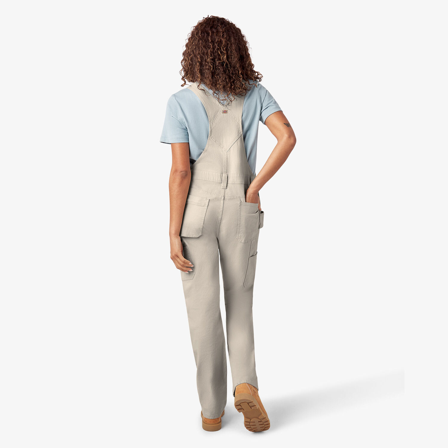 Dickies Women's Double Front Bib Overalls in Rinsed Stone