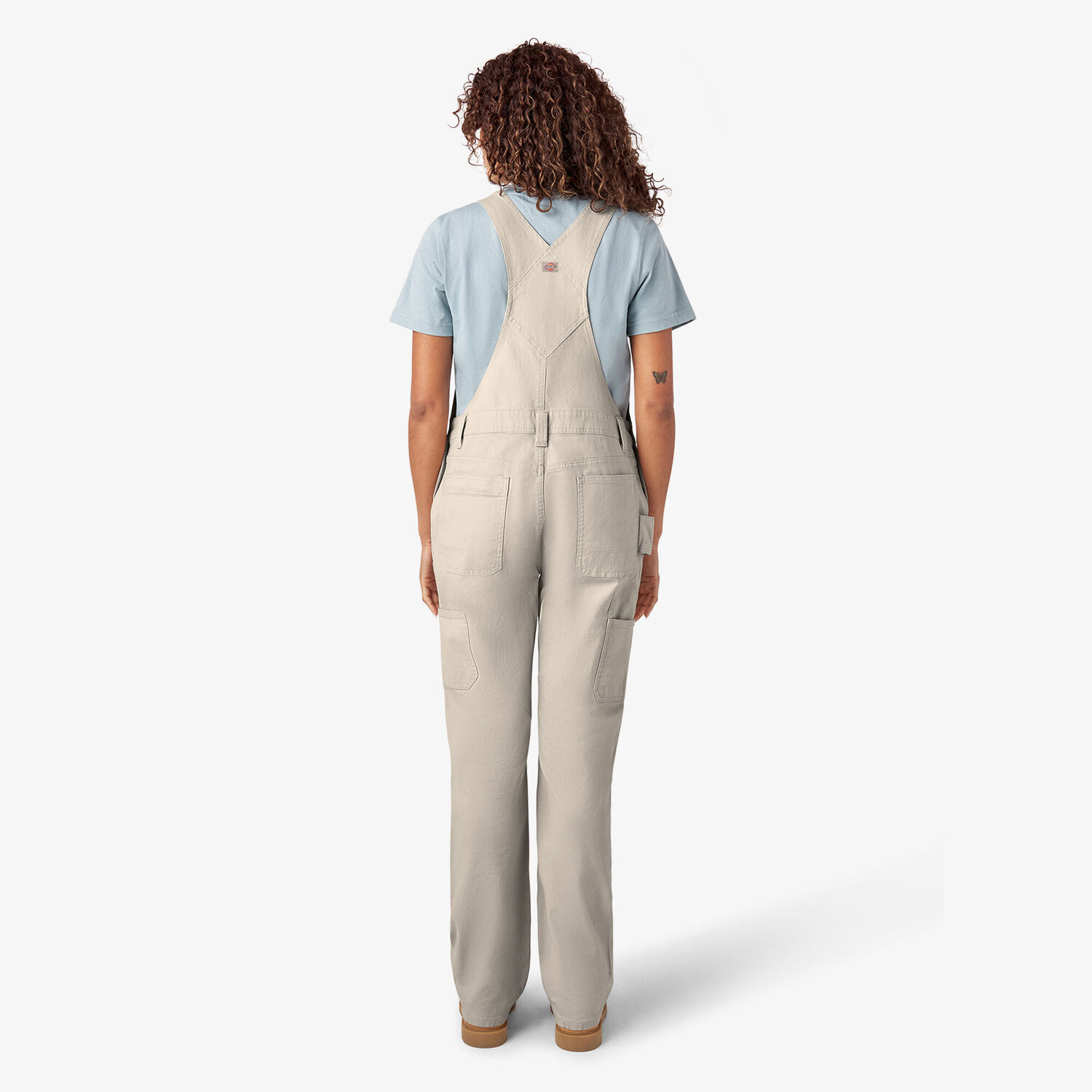 Dickies Women's Double Front Bib Overalls in Rinsed Stone