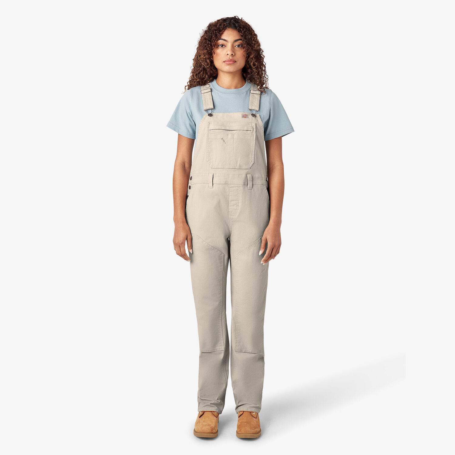 Dickies Women's Double Front Bib Overalls in Rinsed Stone