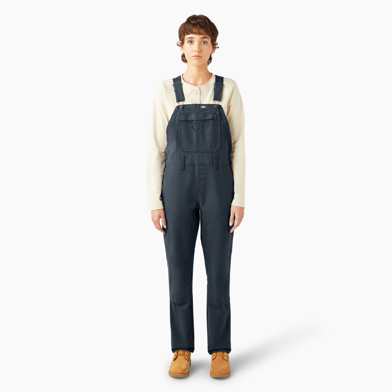 Dickies Women's Double Front Bib Overalls in Rinsed Diesel Grey