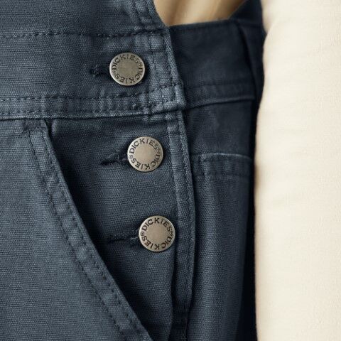 Dickies Women's Double Front Bib Overalls in Rinsed Diesel Grey