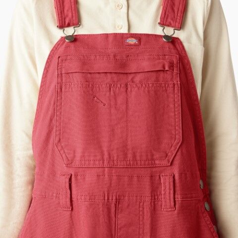 Dickies Women's Double Front Bib Overalls in Red Ochre