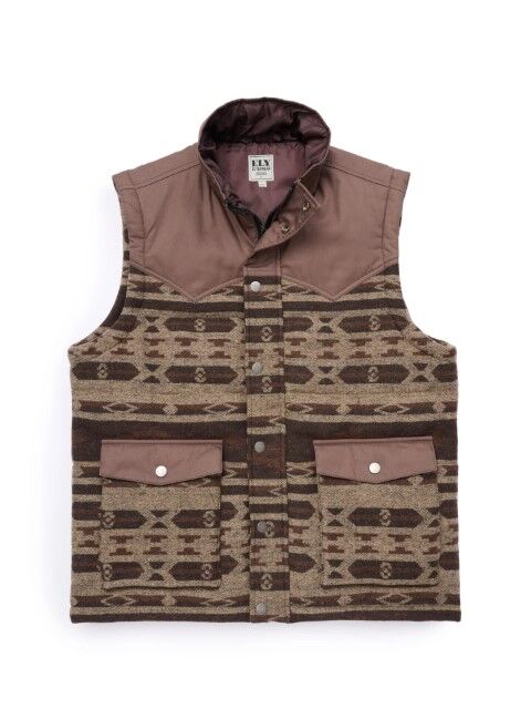 Ely Cattleman Men's Western Aztec Puffer Vest in Brown