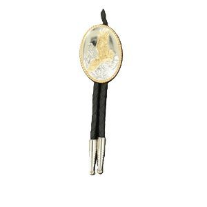 M & F Western Double S Bolo Tie Oval Eagle Gold/Silver
