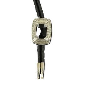 M & F Western Double S Bolo Tie Black Diamond Stone
