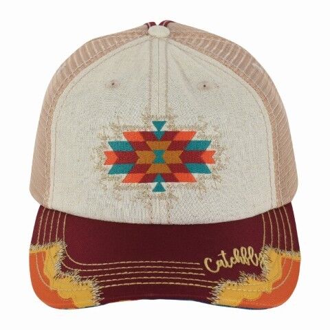 Catchfly Women's Linen Aztec Design Baseball Cap