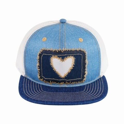 Catchfly Women's Denim With White Heart Flat Bill Cap