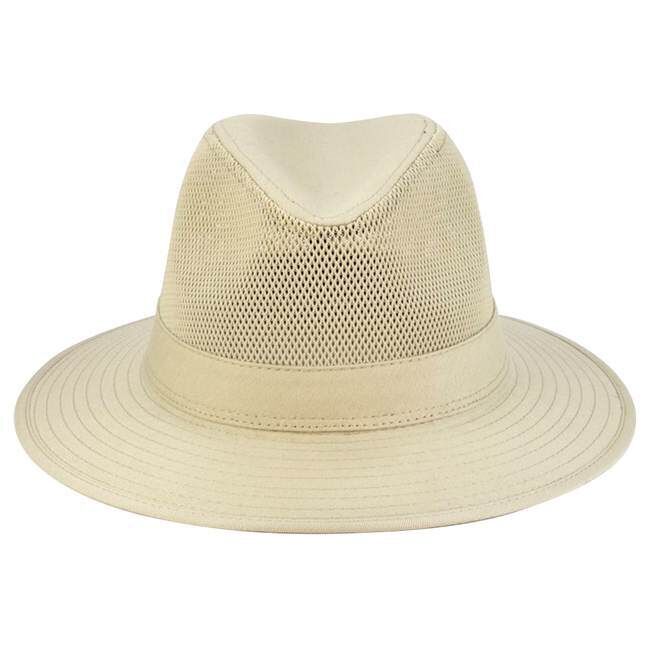 K.I.T Cotton Poly Mesh Wide Brim With Strap Western Cowboy Hat in Beije