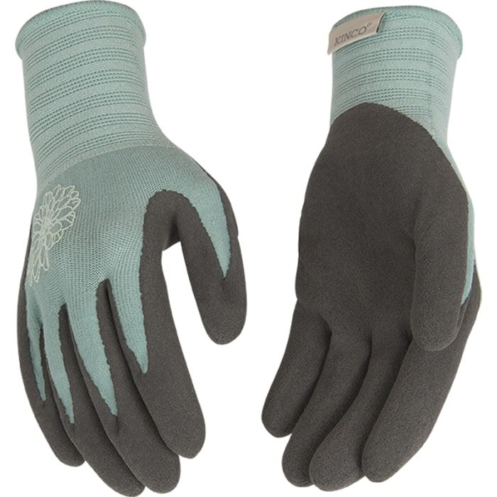 Kinco Women's Bamboo-Nylon Knit Shell And Sandy Foam Latex Palm Glove in Aqua
