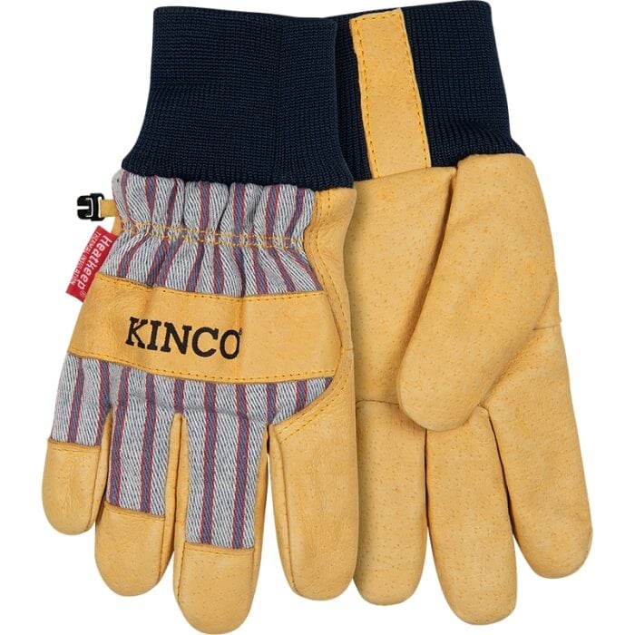 Kinco Kids' Lined Grain Leather Palm With Knit Wrist in Otto Striped