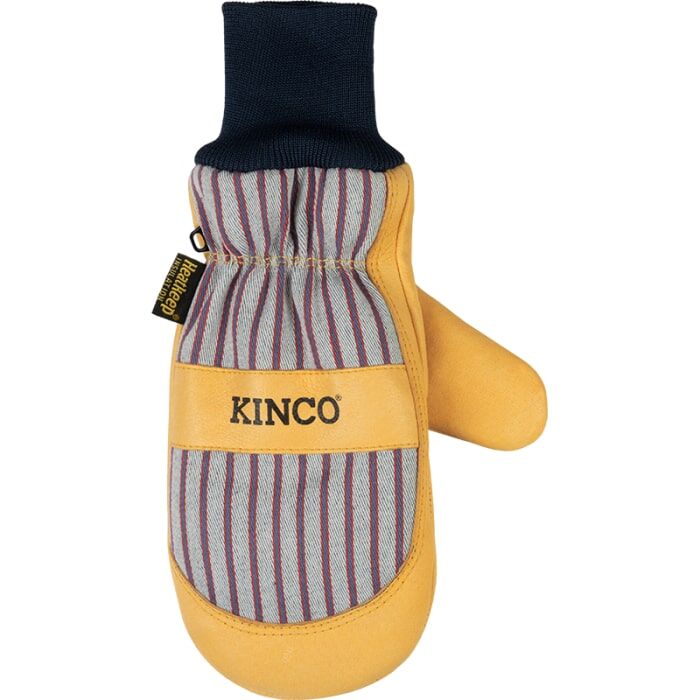 Kinco Kids' Lined Premium Grain Pigskin Pam Mitt With Knit Wrist in Otto Striped
