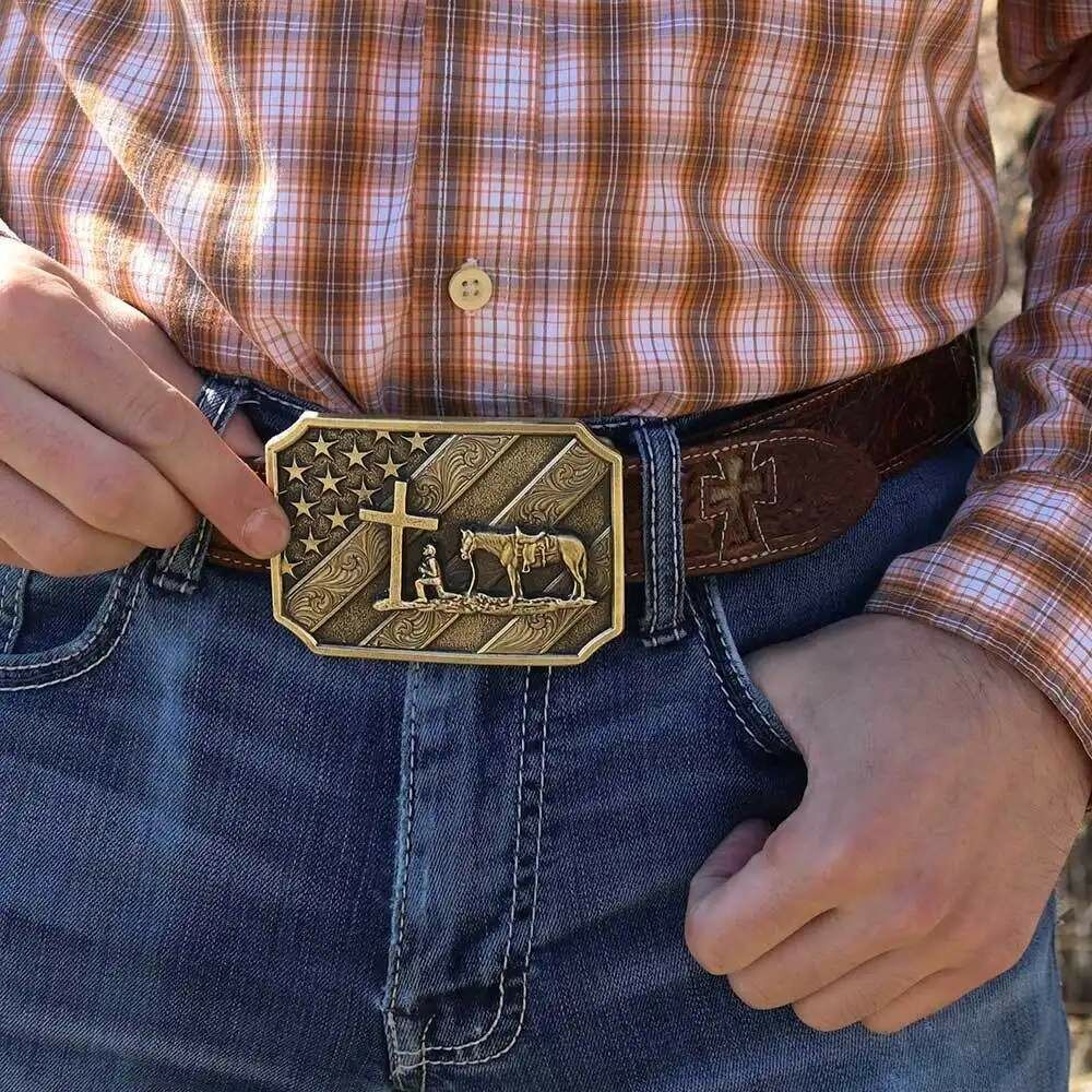 Montana Silversmiths Patriot Christian Cowboy Attitude Belt Buckle