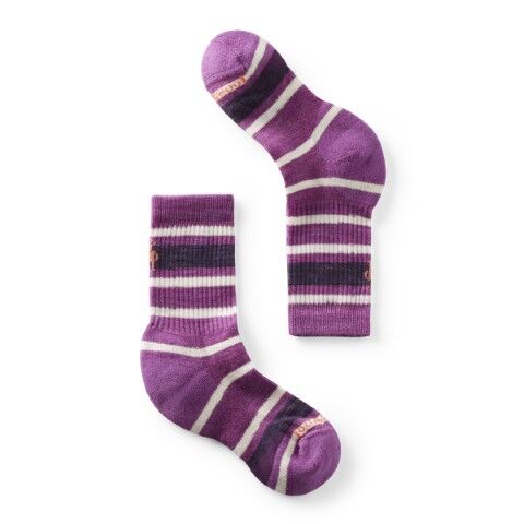 Smartwool Kids' Hike Striped Crew Socks in Meadow Mauve