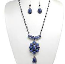Wyo-Horse Women's Balances Turquoise Pendant on Rosary Chain Set