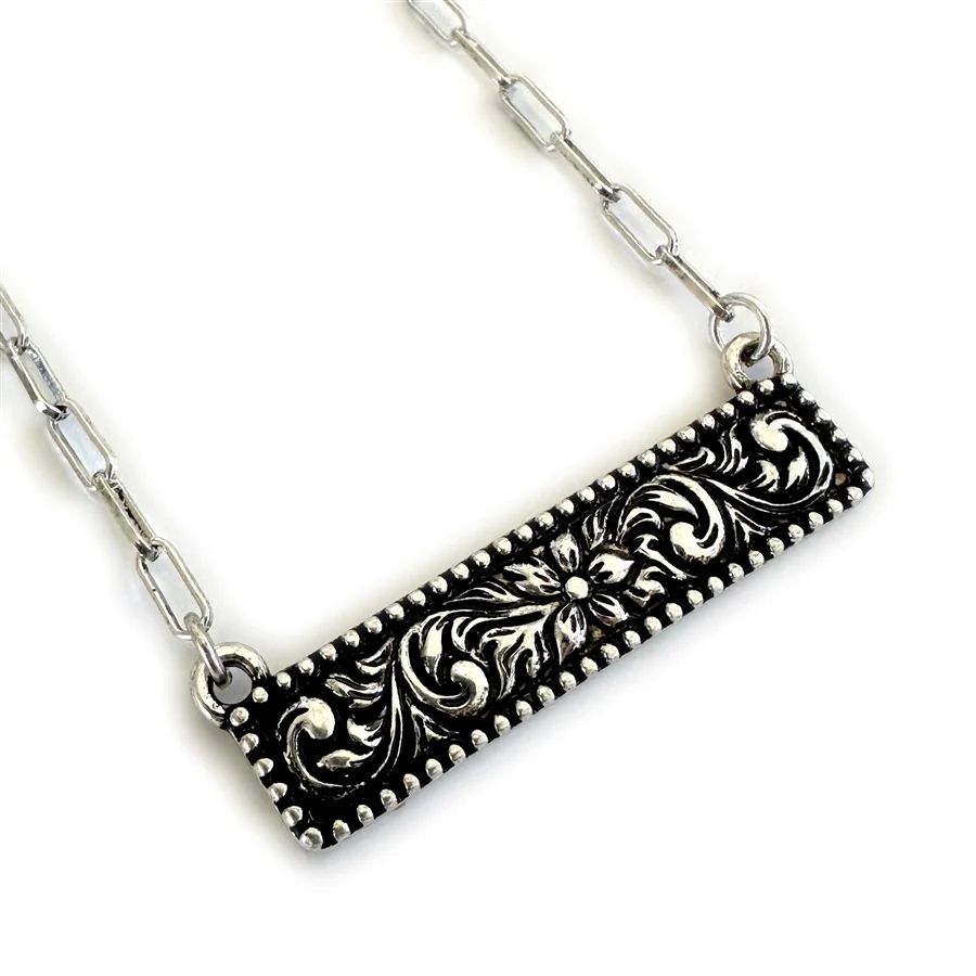 Wyo-Horse Women's Tooled Western Bar Necklace