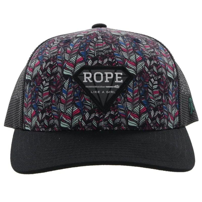 Hooey Women's Rope Like A Girl Feather Pattern Hat in Purple/Black