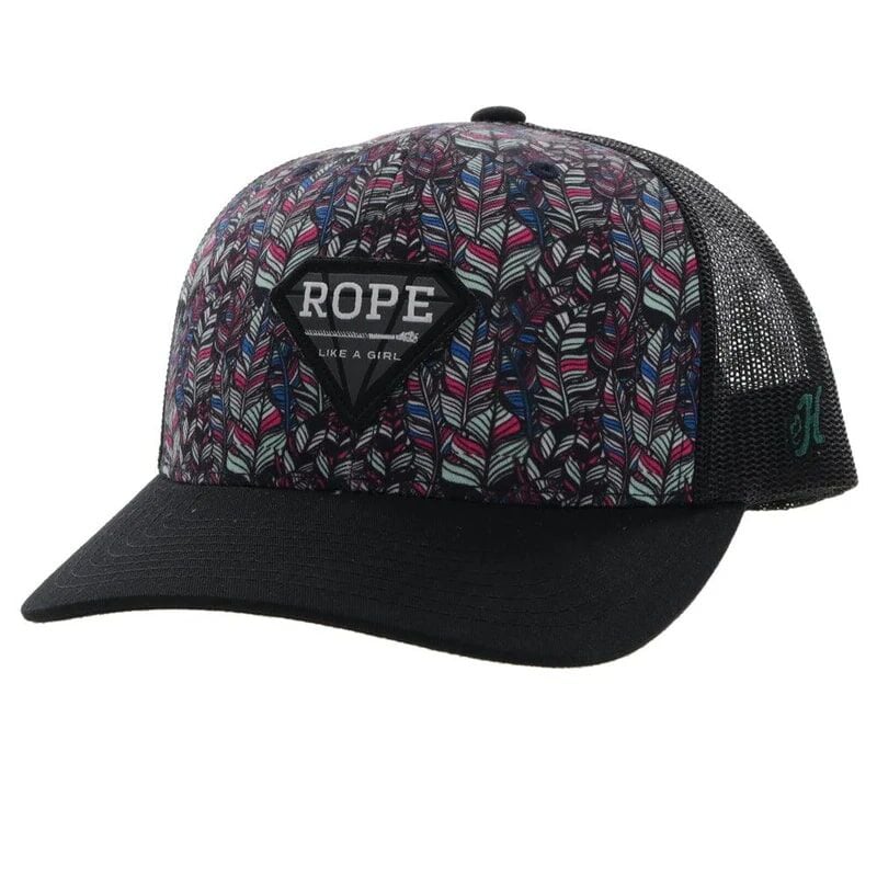Hooey Women's Rope Like A Girl Feather Pattern Hat in Purple/Black