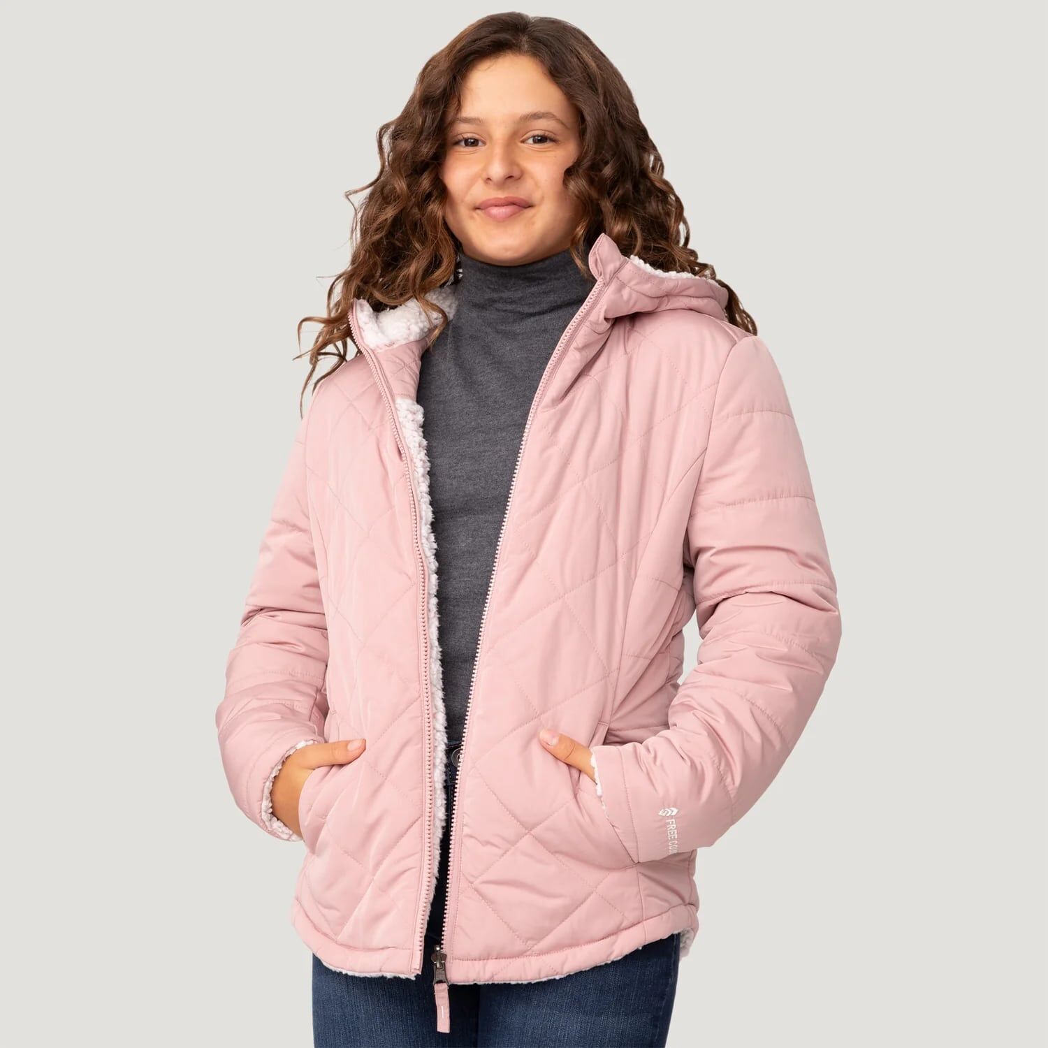 Free Country Girl's Stratus Lite Reversible Jacket in Cameo Pink