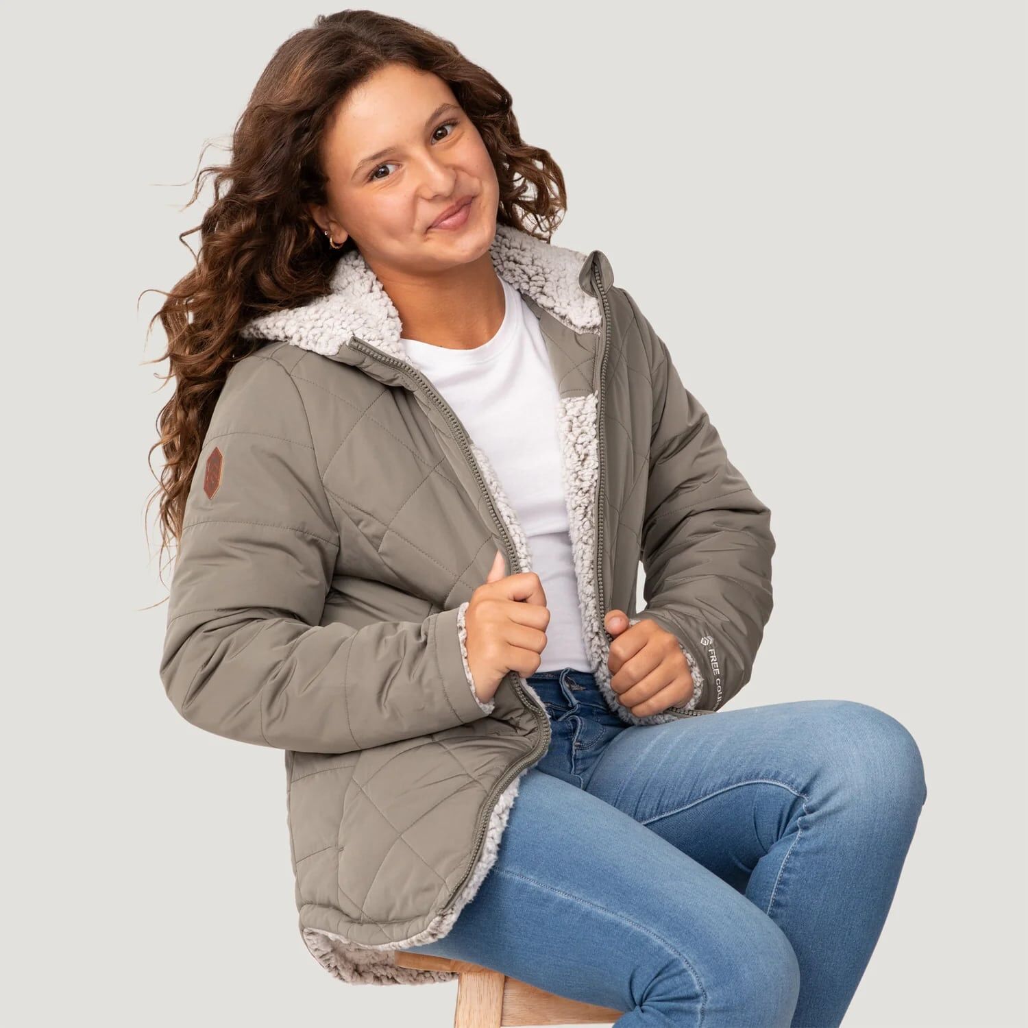 Free Country Girl's Stratus Lite Reversible Jacket in Cameo Pink