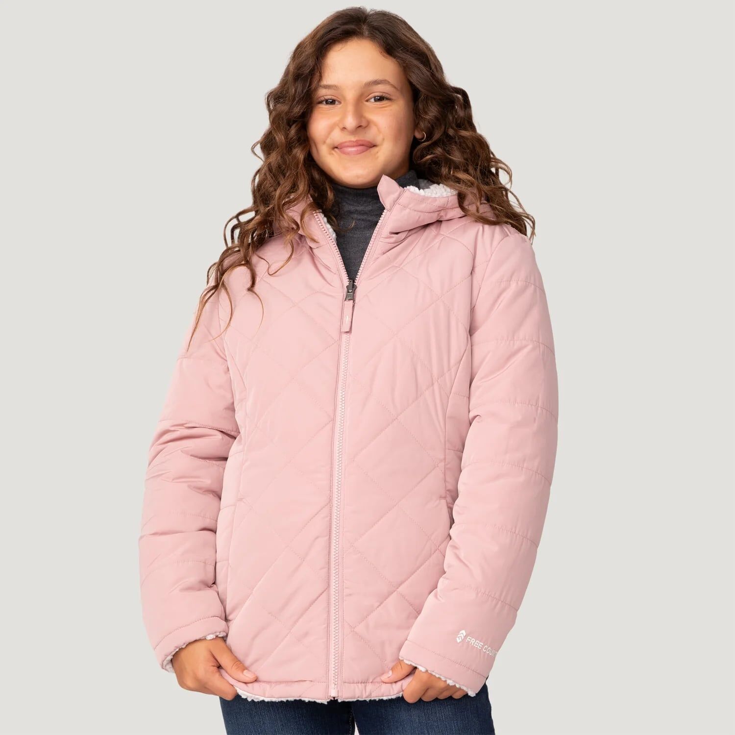 Free Country Girl's Stratus Lite Reversible Jacket in Cameo Pink
