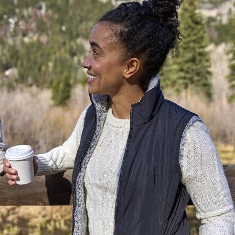 Free Country Women's Expedition Stratus Lite Reversible Vest in Camel