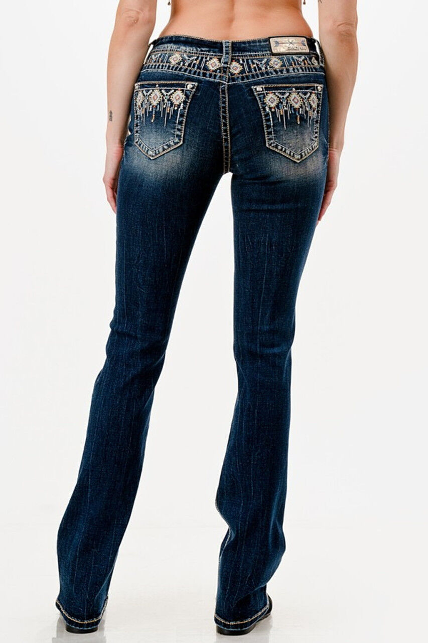 Grace In LA Women's Plus Size Aztec Bootcut Jeans