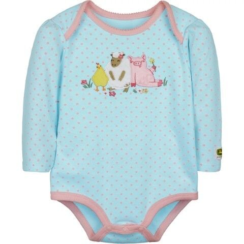 John Deere Gril's Farm Friends Long Sleeve Bodysuit in Blue