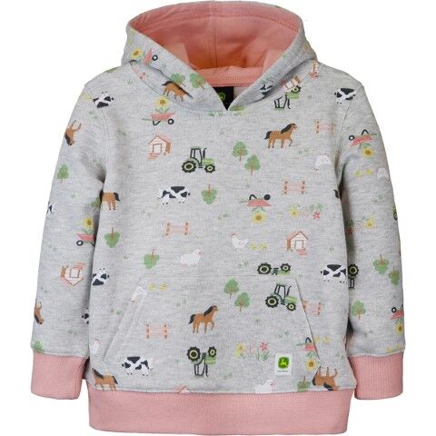 John Deere Toddler's Farm Elements Hoodie in Heather Grey