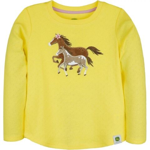 John Deere Girl's Mama & Foal Long Sleeve T-Shirt in Yellow
