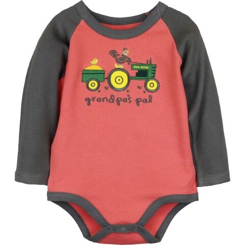 John Deere Boy's Grandpa's Pal Long Sleeve Bodyshirt in Red