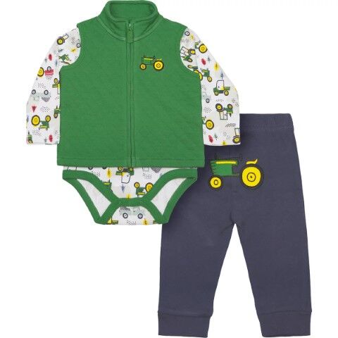 John Deere Boy's Tractor Set 3-Piece in Green