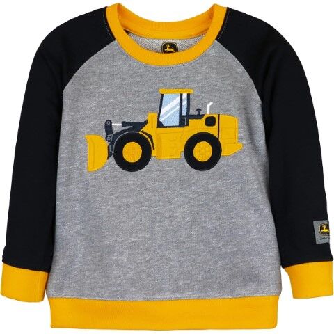 John Deere Boy's Construction Crewneck Sweatshirt in Heather Grey