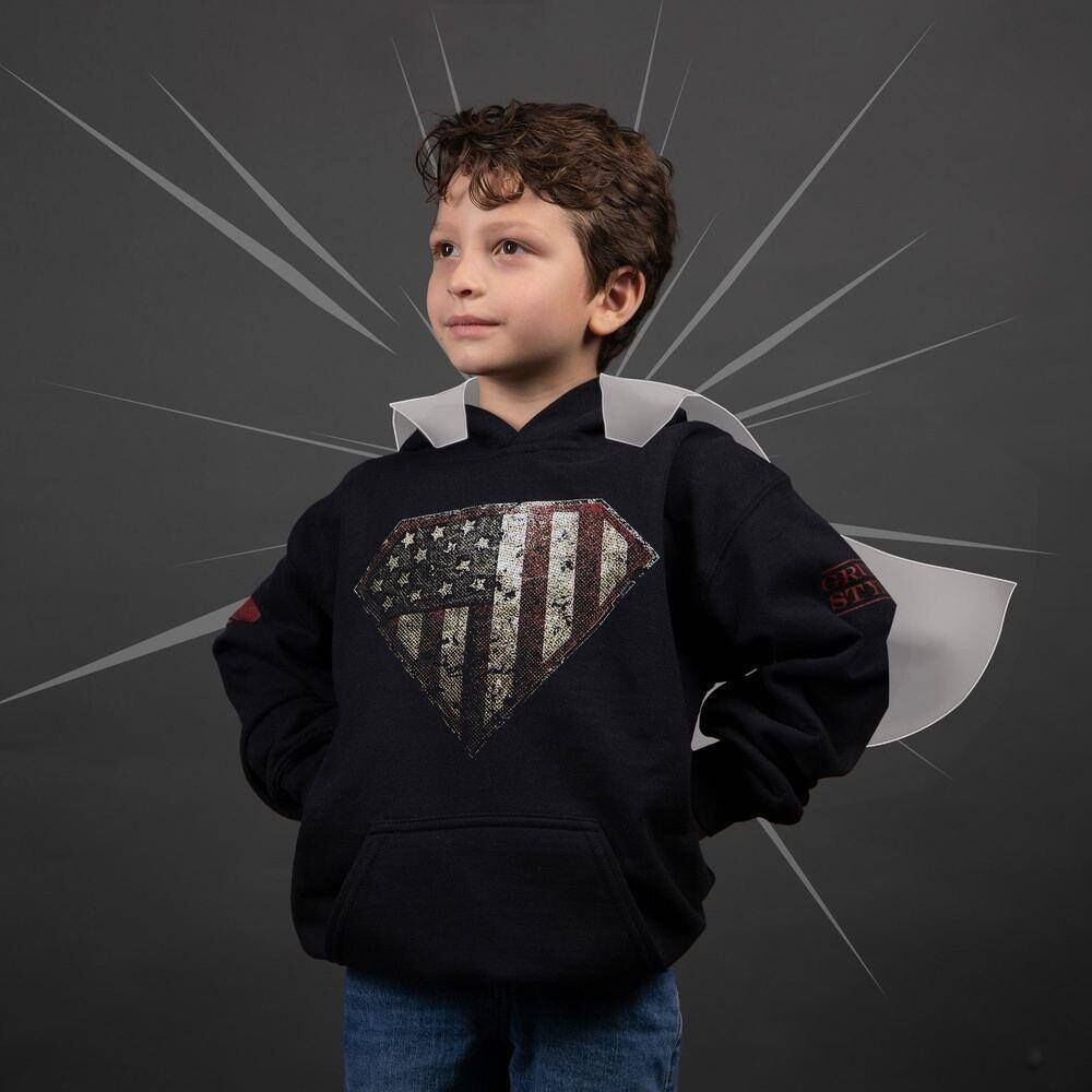 Grunt Style Kids' Super Patriot Hoodie in Black