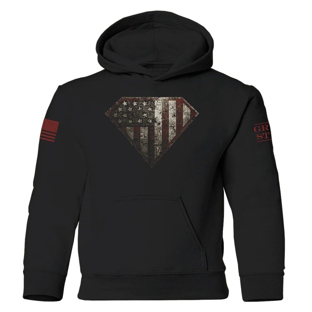 Grunt Style Kids' Super Patriot Hoodie in Black