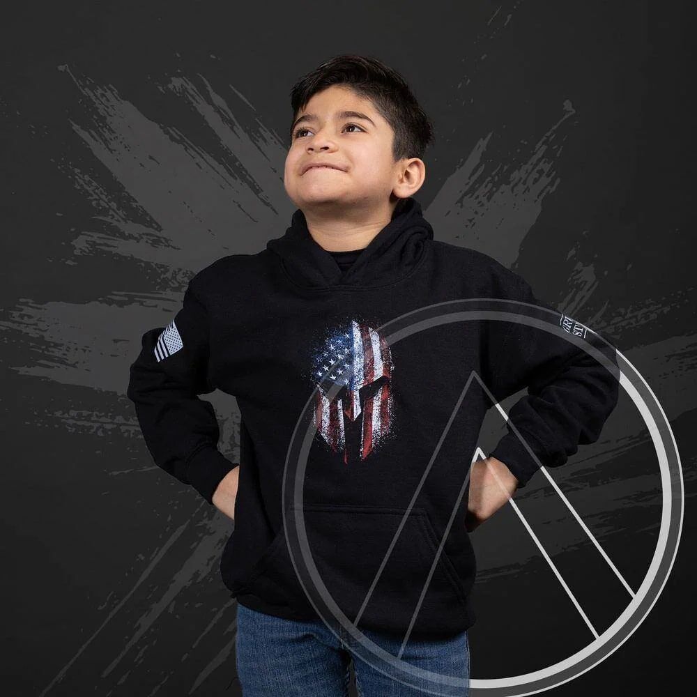 Grunt Style Kids' American Spartan Hoodie in Black