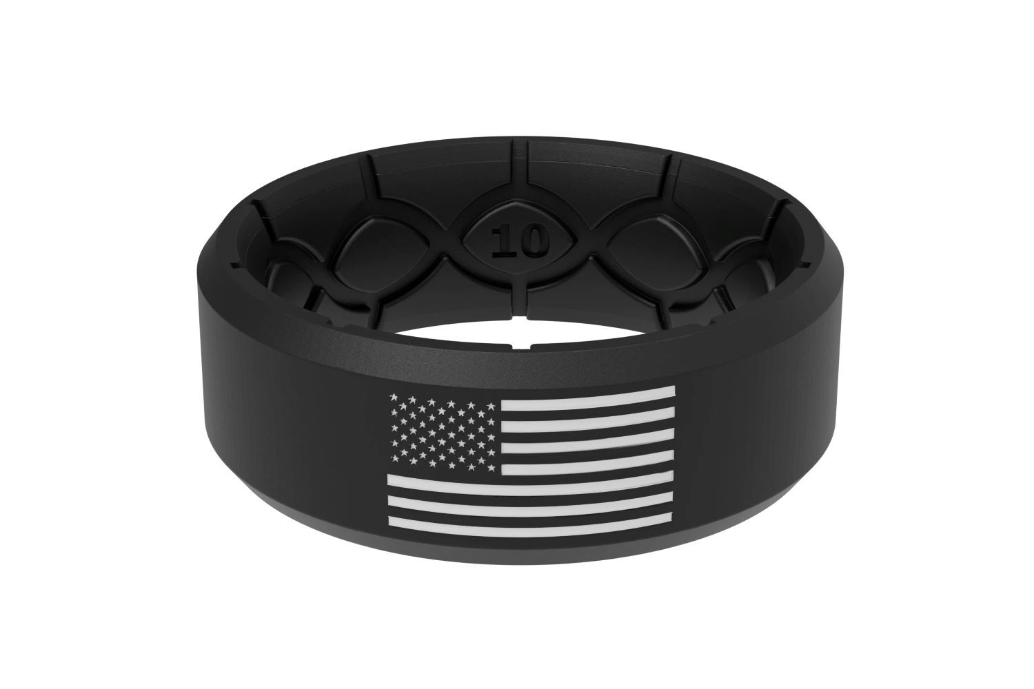 Groove Life Edge Hero America Black & White Flag Ring, Size 12